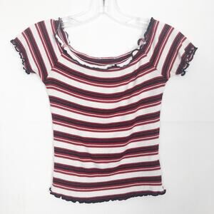 Women's Striped Lettuce End Hem Top Size XS